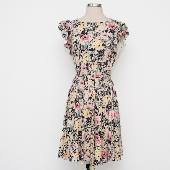 Lauren Ralph Lauren. New! Knit Floral‎ Ruffle Sleeve Dress. - Picture 2 of 12